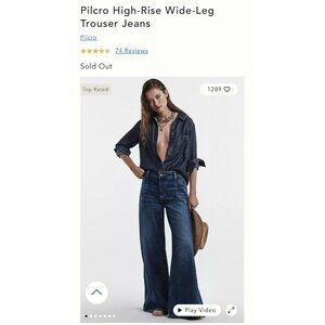 NWT Size 27 -Anthropologie Pilcro High-Rise Wide-Leg Trouser Jeans (NWT US$ 148)